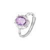 S925 sterling silver stud earrings necklace ring set with natural crystal stone brushed craftsmanship light luxury section high-rise jewelry set