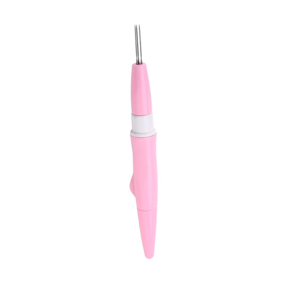 Embroidery Felting Needle Punch Pen with 3 Fine Needles Set Tool for DIY Craft (Pink)
