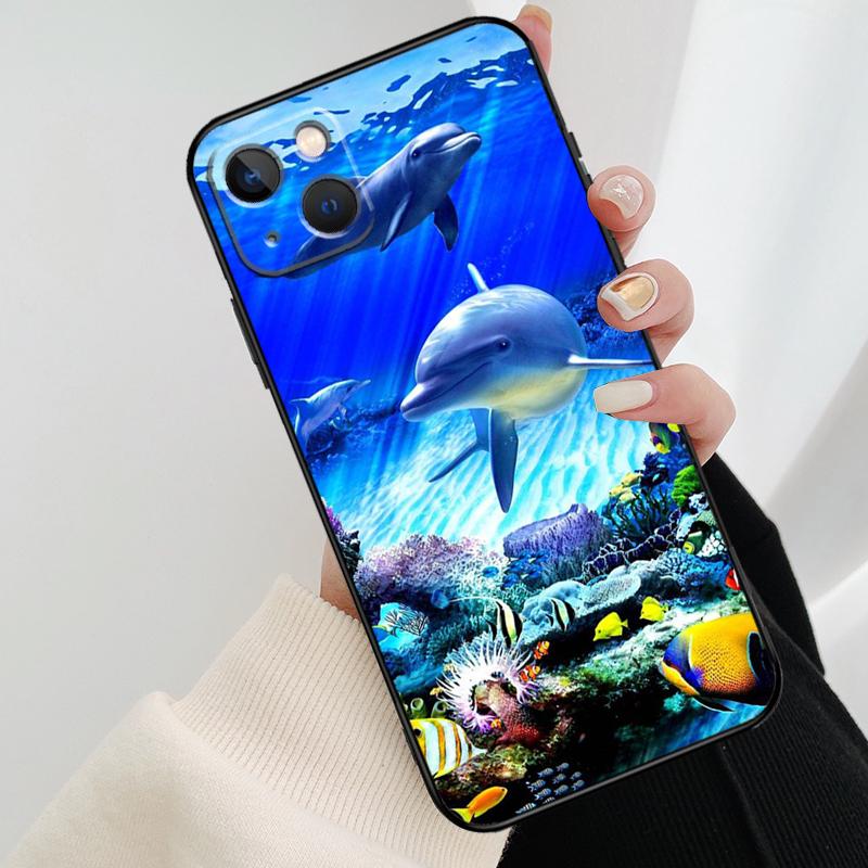 Cute Dolphin Ocean Phone Case For iPhone 17 Pro Max 15 14 13 11 12 16 Pro Max mini 15 16 Plus 16e 17 Air Cover