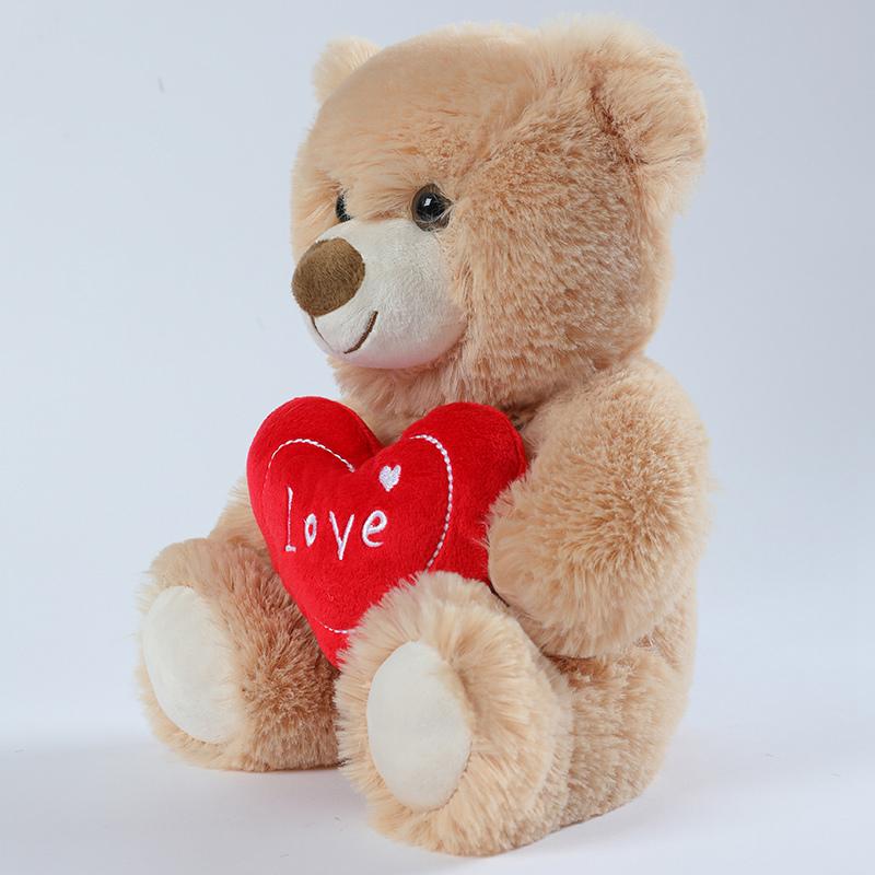 25cm Small Teddy Bear with Red Heart, I Love You Valentines Day Teddy Bear Stuffed Animal Dark Brown,Velvet Red Heart Valentines Day Bear Gift