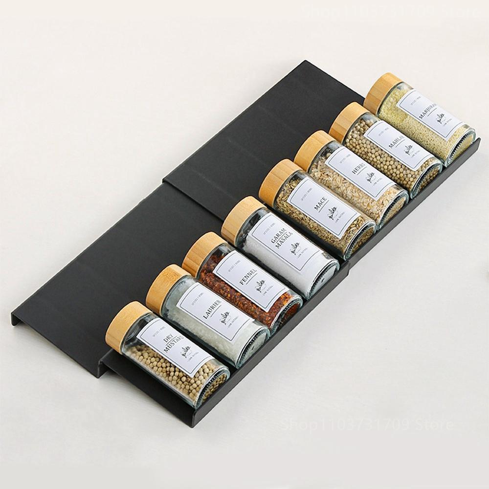4 Layers Kitchen Spice Drawer Organizer Adjustable Spice Rack for Spice Jars Seasoning Bottles Cabinet Pantry Kitchen Organizer