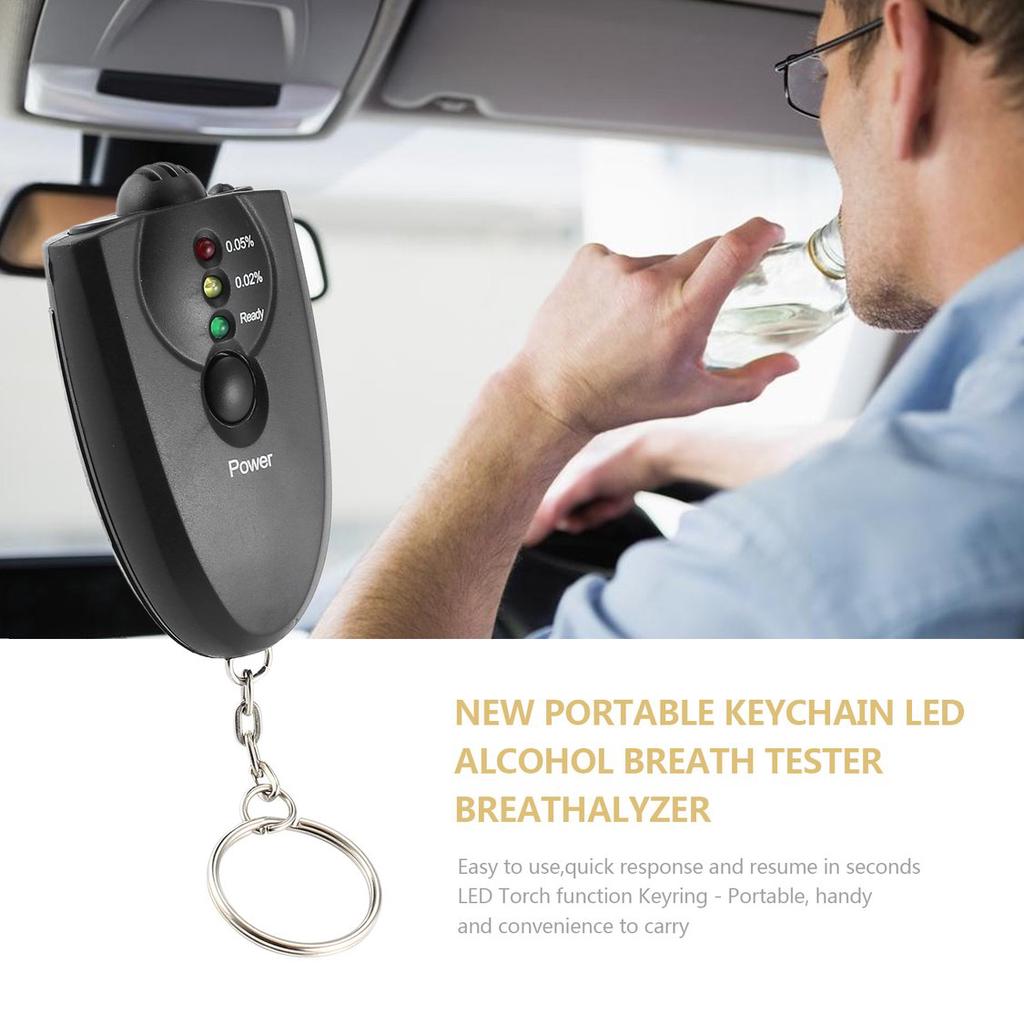 Alcohol Tester Breathalyser Keyring Yellow