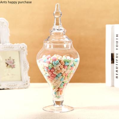 European Style with Lid Glass Jar Food Candy Jar Decoration Dessert Table Arrangement Glass Cover Household Storage Tank Jars
