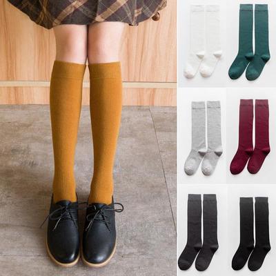 1 Paar Damen Socken Herbst Winter Mode Lange Socken Preppy Stil Kniestrümpfe Einfarbig Hochelastisch