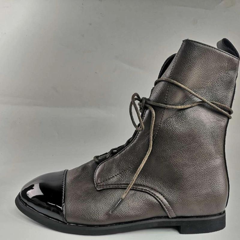 Scarpe da Donna Vintage Autunno Inverno Pelle Scarpe Casual di Design Stivali Bassi da Donna Stivaletti alla Caviglia Punta Rotonda Cinturino Stivali Corti