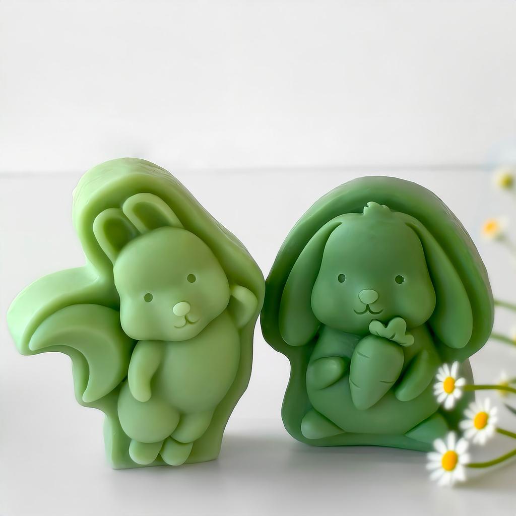 DIY Bunny Shape Chocolate Cookies Baking Molds Cartoon Rabbit Silicone Mold Handmade Aroma Candle Plaster Resin Mould