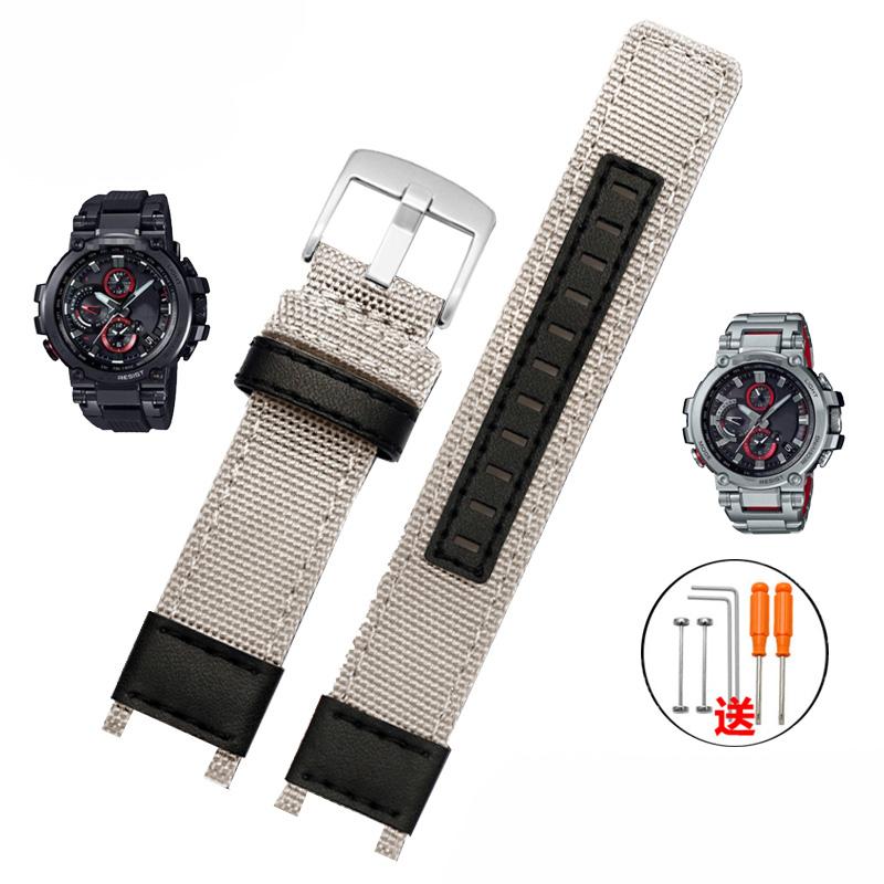 Nylon Canvas Leather Watchband Modified MTG B1000 for G-SHOCK C-asio Watch MTG-B1000 Series Outdoor Sport Mens Watch Band Strap