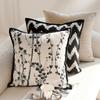 Black & White Modern Throw Pillow Covers Set - Neutral Abstract Striped & Plush Cushion Covers for Living Room Sofa Decor
