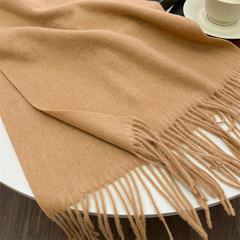 Winter Warm Women Scarf Cashmere Solid Color Shawls Thick Neckerchief Hijab Wraps Tassls Pashmina Foulard Headband