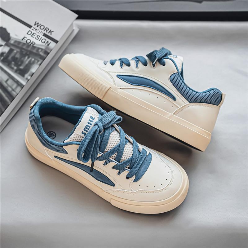

Shoes for men are trendy and versatile, spring breathable 2025 new bread shoes, low-top thick-soled niche student skateboard shoes for men 44 синій
