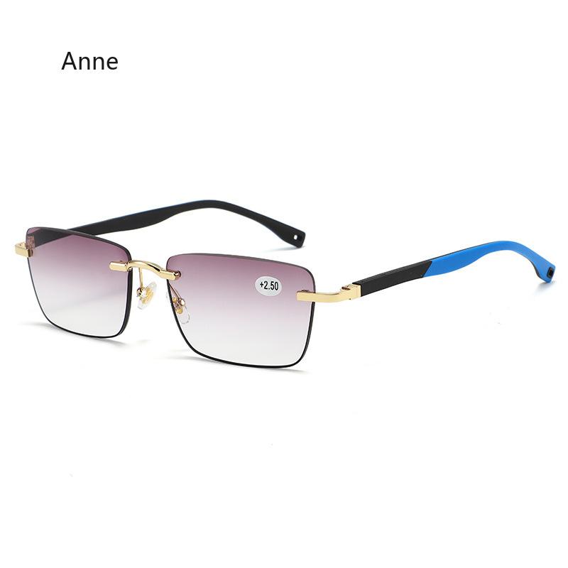 Frameless Elastic Hinge Reading Glasses Men Business Square Hyperopia Eyewear Trendy Non Slip Legs Sun Presbyopia Glasses Gafas