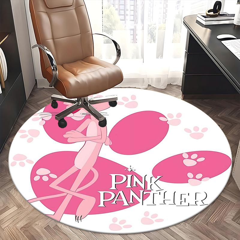 Pink Panther,Footprints Chair mat Round Rug Office carpet, Machine Washable, Non slip, Suitable for Living Rooms, Bedrooms