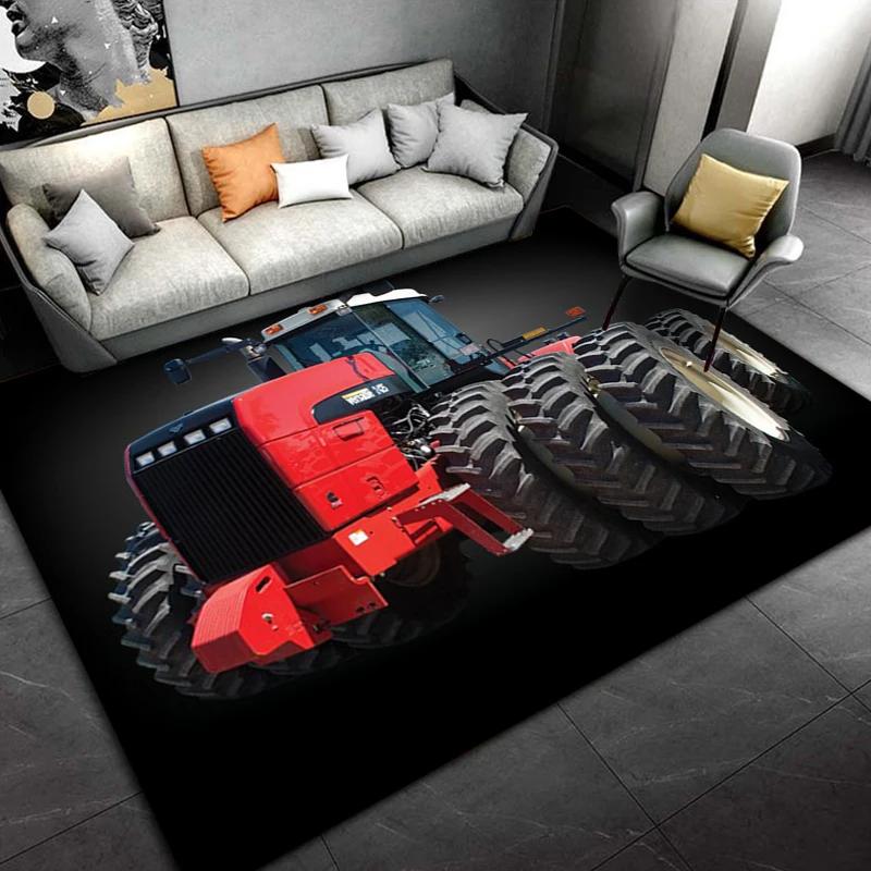 Car Tractor Series Pattern Truck Area Rug,Carpet Rug for Home Living Room Bedroom Sofa Doormat Decor,kids Non-slip Floor Mat 3D