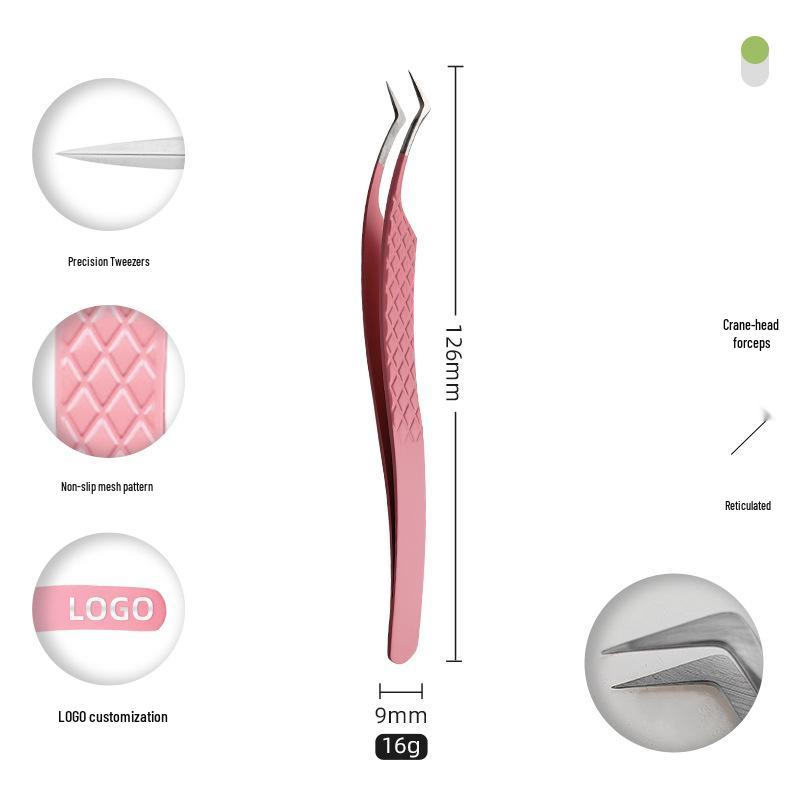 Golden Feather Stainless Steel Eyelash Tweezers for Grafting and Extensions
