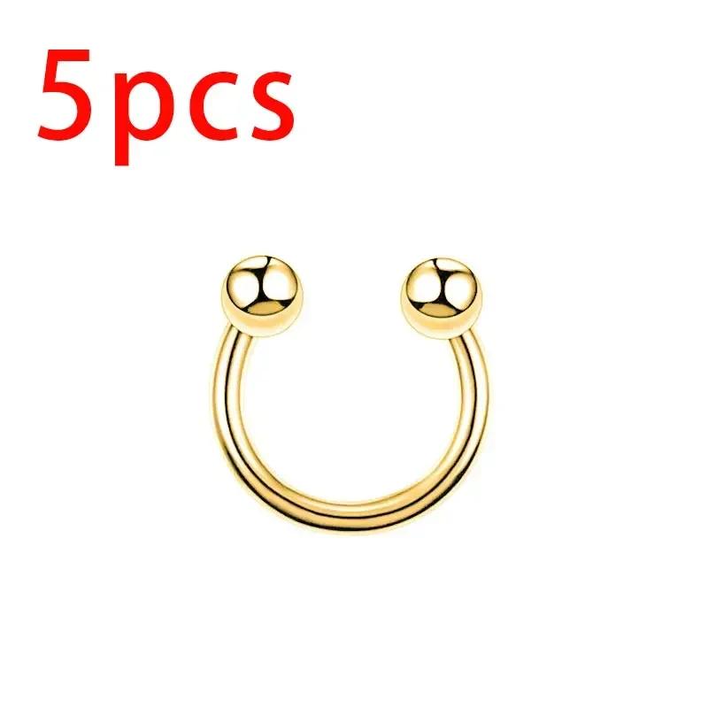 

5pcs ASTM F136 Titanium Horseshoe Piercing Intemal Thread Nose Ring U Shape Hoop Ear Septum Helix Lip Tragus Piercing Jewelry 16G 1.2x8mm(3x3)