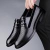Men's Shoes Business Casual Leather Shoes Sling Lace-up Lazy Shoes Large Size Breathable Embossed British Small Leather Shoes