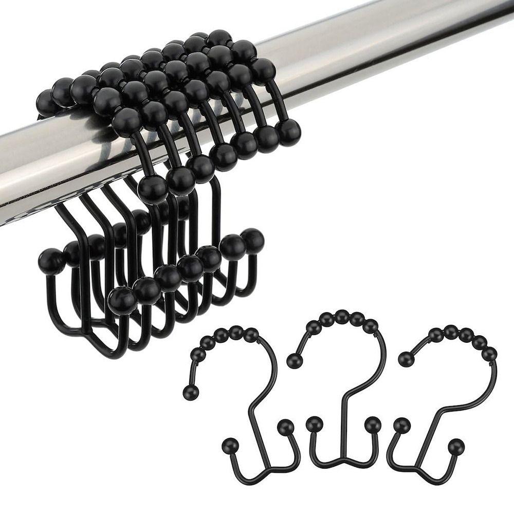 12Pcs Double Sided Shower Curtain Hooks Rust Proof Bathroom Shower Hangers  Curtain Rods