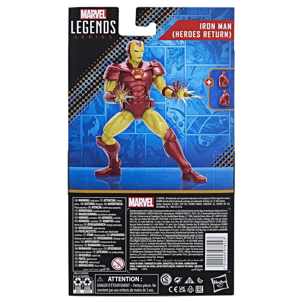 Hasbro Marvel Legends Series Marvel Comics Iron Man Collectible Action Ages 4 and Authentic (Heroes Return) 6-inch (15 cm) Figure, Up, F3686,