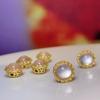 5Pcs, Energy Natural Stone Rose Quartz Pendant with Golden Edged Accents, Healing Crystal Charms for Jewelry Making DIY Materials, Mini Decor Supplies