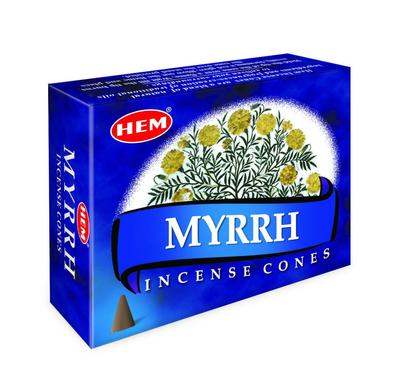 Hem Pack of 3 Packs of 10 Myrrh Incense Cones = 30 Cones