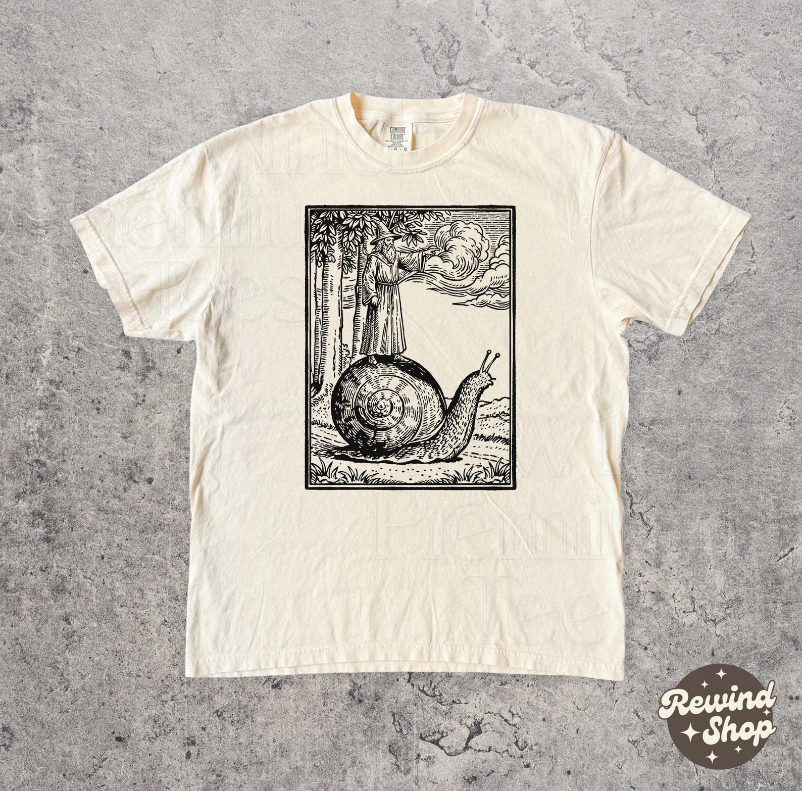 Retro Medieval Snail Wizard Comfort Colors T-Shirt - Fantasy Grunge Graphic Tee - Mythical Creature Shirt 3XL