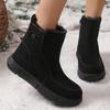 Fashion Faux Suede Zip Decor Work Boots Women Winter Warm Thicken Plush Thick Sole Snow Boots Comfort Non Slip Platform Casual Shoes