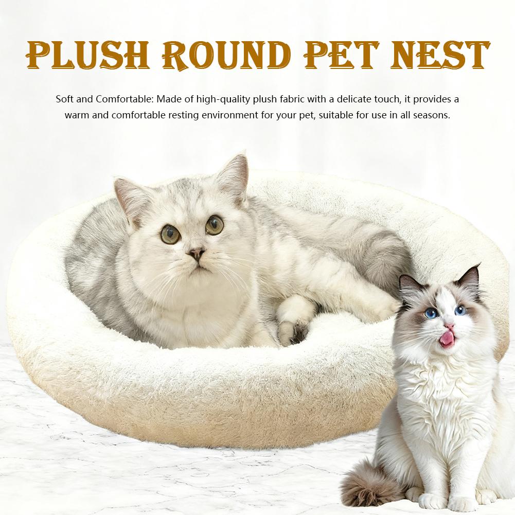 Arctic Flannel Round Cat Bed Warm Cat Bed Dog Bed Round Bed Wear-resistant Soft and Comfortable Mat Winter Supplies Pet Supplies