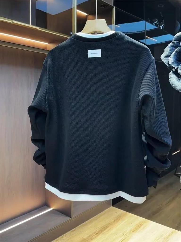 Men's Autumn Casual Two-in-One Hoodie: Slim Fit Long Sleeve Versatile Pullover