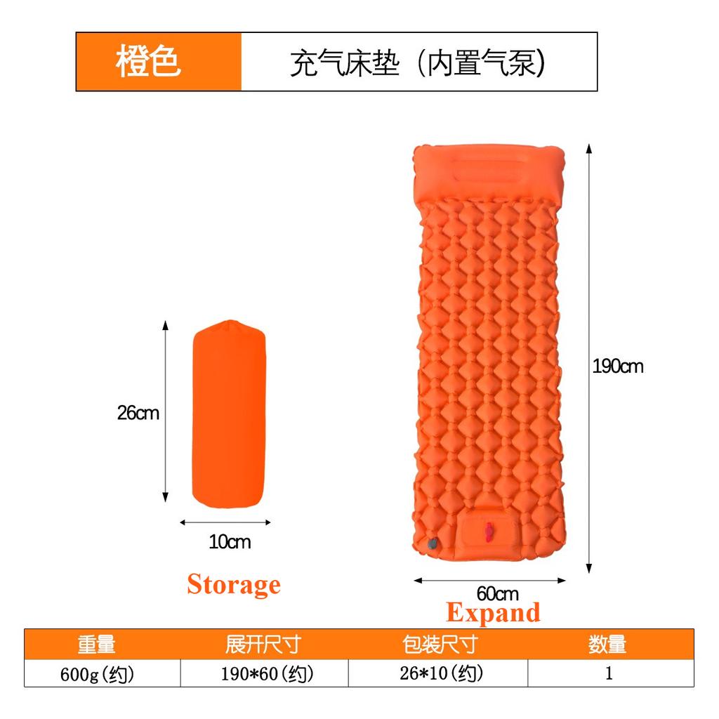 2025 Outdoor Camping Inflatable Mattress Sleeping Pad with Pillows Built-in Pump Air Mat Sleeping Pad for Travel Hiking Climbing