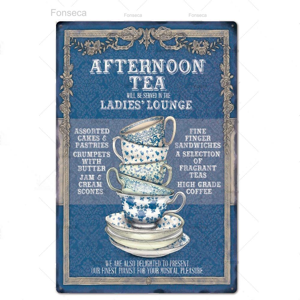 Tee Bar Wand Dekor Poster Platte Zeichen Plaque Metall Tee Haus Eisen Malerei Vintage Meer Shabby Chic In Küche Dekorativ