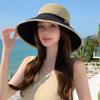 Wide Brim Bow Fisherman Hat Weave Straw Hat Fashion Sun Cap  Climbing