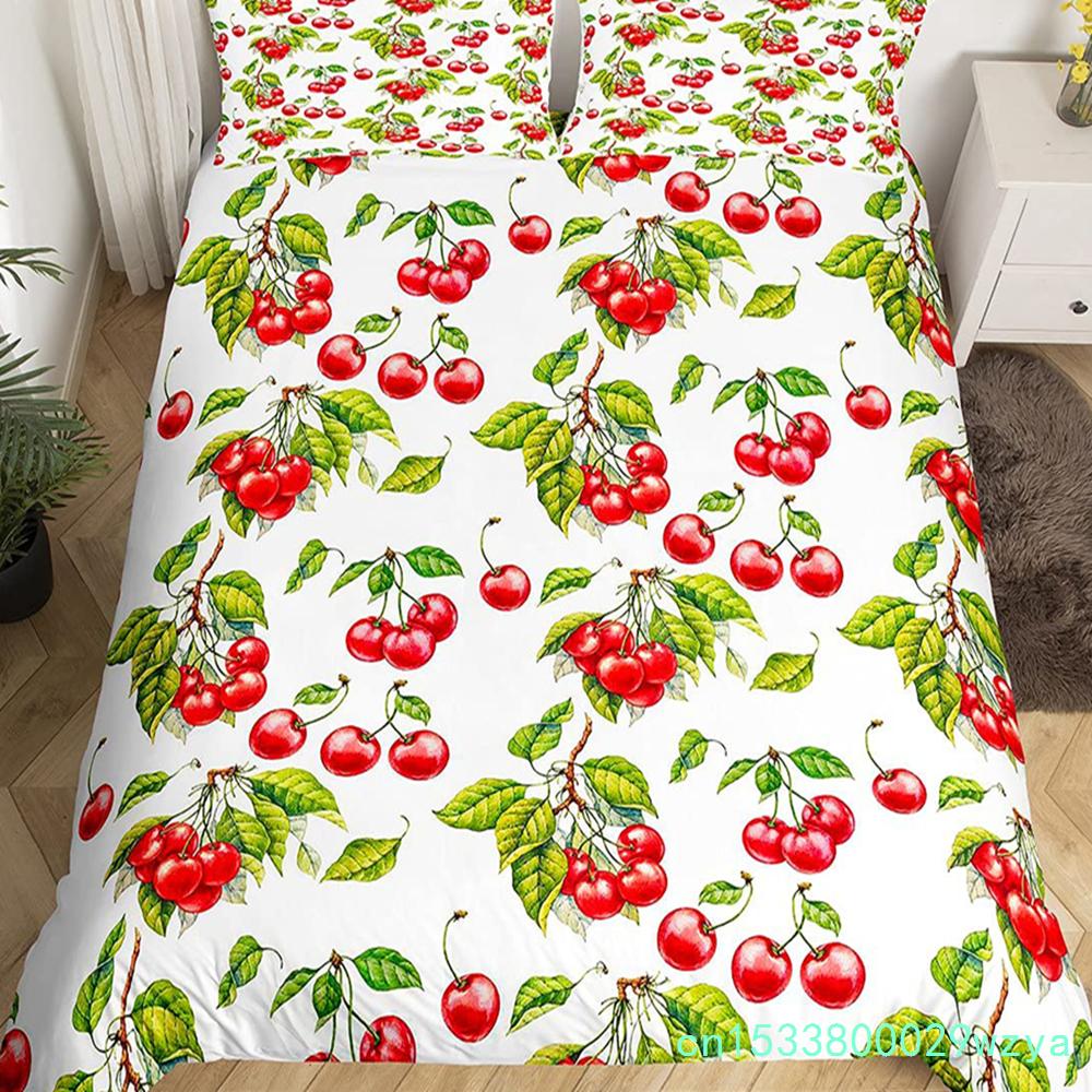 Red Pitaya Bettbezug King Queen Drachenfrucht Malerei Bettwäsche Set Tropische Früchte Bettbezug Moderne Kunst Weicher Bettbezug