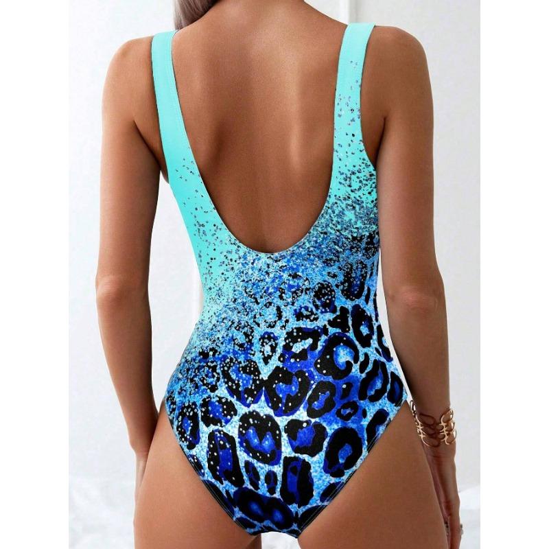 One-piece Swimsuit Women's European and American Leopard Print One-piece Swimsuit
