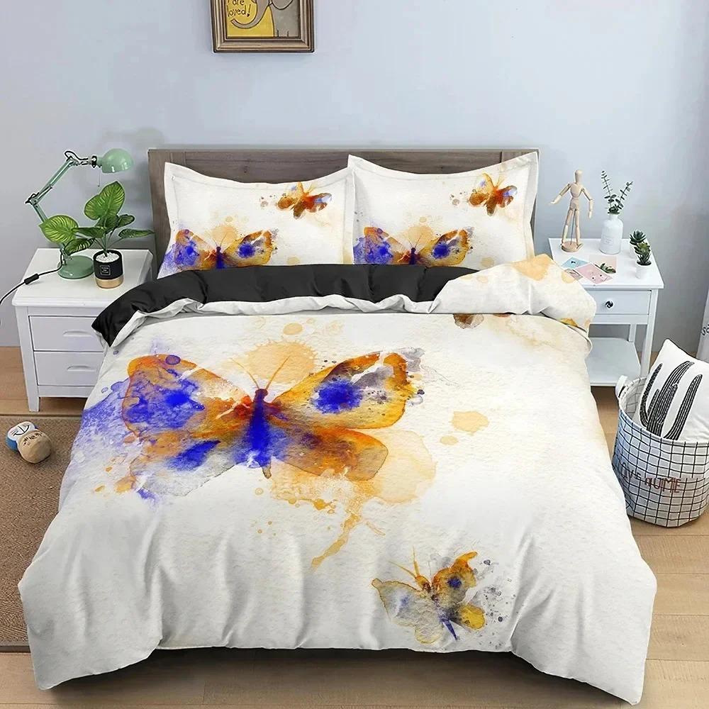 Butterfly Bedding Set Daisy Pattern Duvet Cover Bedroom Comforter Covers Single Twin King Size Quilt Cover Home Textile