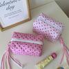 Polka Dot Heart Quilted Makeup & Skincare Travel Bag - Large Capacity with Zipper