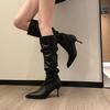 Fashion Thin High Heeled Women Fashion Knee-High Boots Pointed Toe Stiletto Heel Long Boots Lady Elegant Outwear Shoes Botas Para Mujer