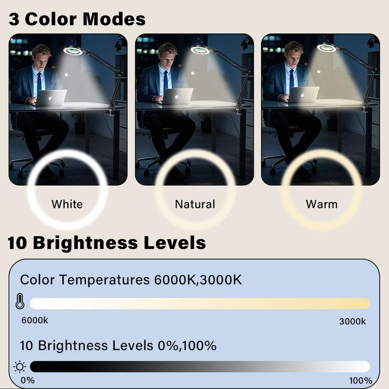 72LED 8X/10X NEW Illuminated Magnifier USB 3 Colors LED Magnifying Glass for Soldering Iron Repair/Table Lamp/Skincare Beauty