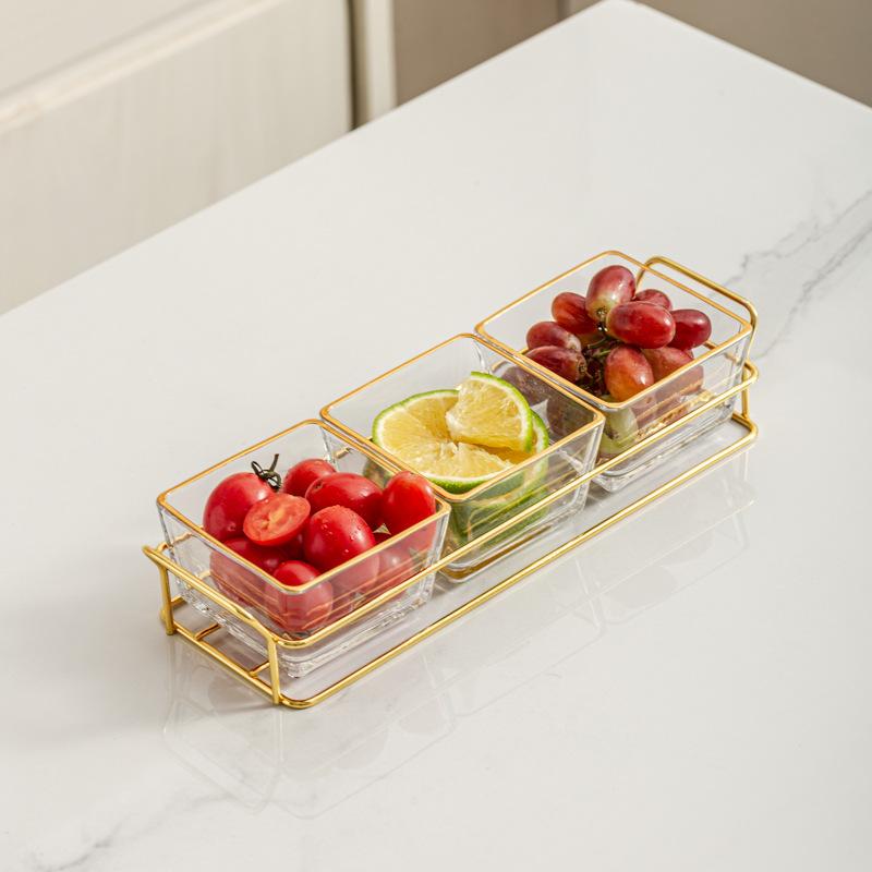 Light Luxury Glass Fruit Plate  Creative Household Living Room Snack Plate  Dried Fruit Snack Plate  Dessert Plate  Candy Plate  Fruit Plate