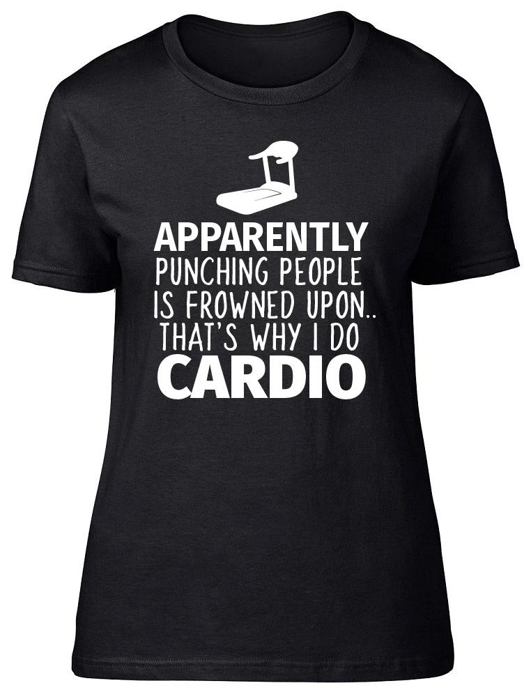 Punching People is Frowned Upon Womens Ladies Funny Cardio Fitted T-Shirt L
