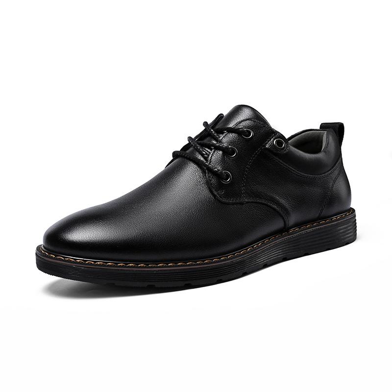 Spring new business casual leather shoes breathable black leather comfortable soft-soled shoes 38