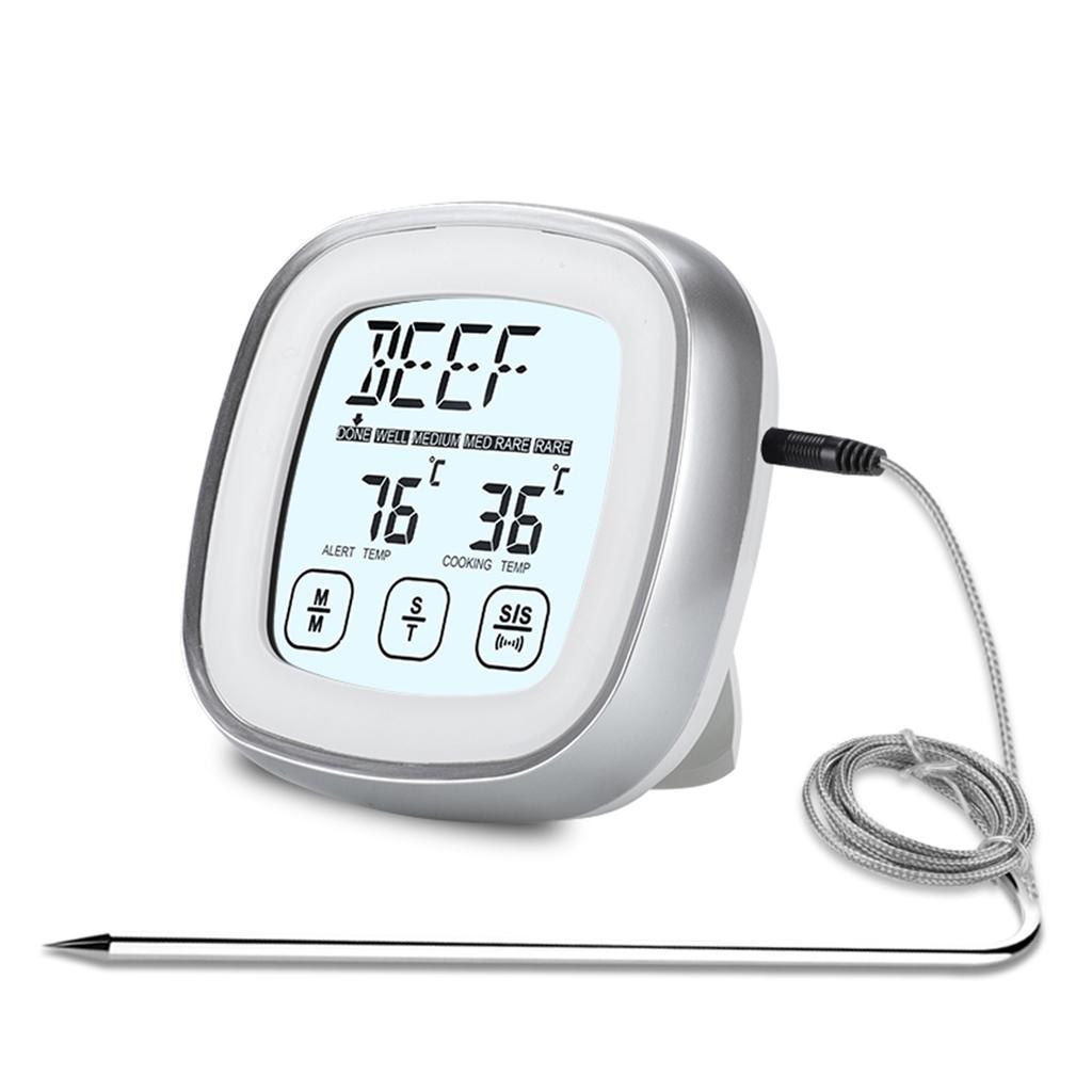 Digital Food Thermometer, BBQ Grill Mt Thermometer with Timer, 9 Preset Modes, 5 Doneness Levels, Temperature Alarm, Backlight, Magnetic Base