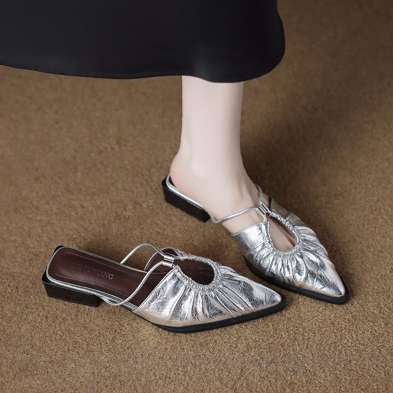 Fashion New Fashion Low Heel Shoes for Women Baotou Slippers Solid Square Toe Summer Fashion Hot Sale Women's Slippers Versatile Style