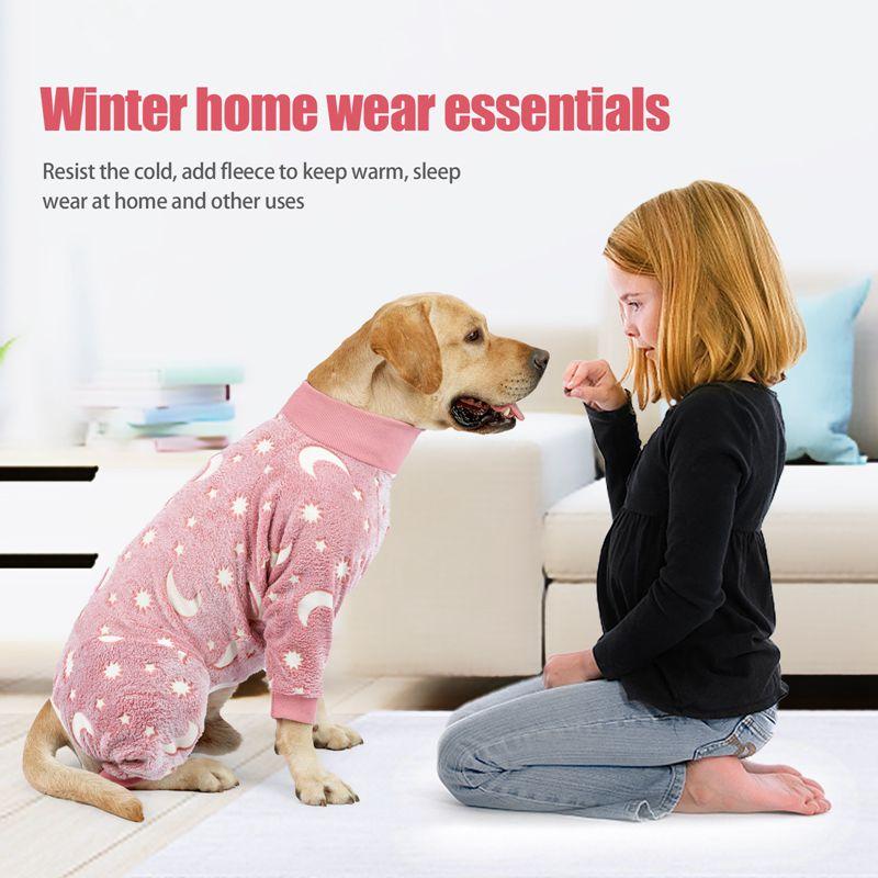 Hundepyjamas Vierbeiner Haustier Fleece Overall Winter Warm Hund Overall Niedliche Haustierkleidung Onesies für Mittlere Große Hunde Labrador Mantel