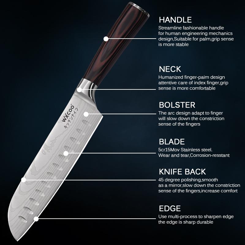Japanese Santoku Knife Meat Cleaver Damascus Pattern Kitchen Knives Professional Chef Knife Slicing Knife