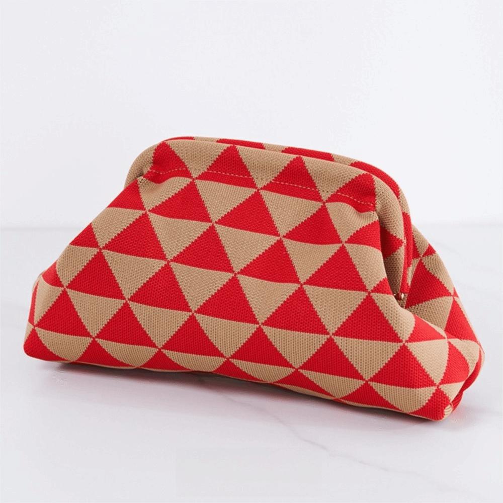 New Crochet Design Knitted Clutch Bag Portable Casual Cosmetic Bag Colorblock Handbag Women