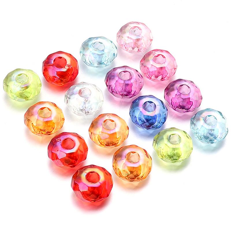 

20Pcs/Lot 14mm Acrylic Beads Clear Color 4.9mm Large Hole Loose Beads For Diy Jewelry Bracelet Necklace Accessories