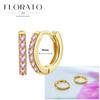 Luxurious Geometry 925 Silver Ear Needle Pink Series Zircon Pendant Hoop Earrings Sweet Fashion Wedding Jewelry Gifts