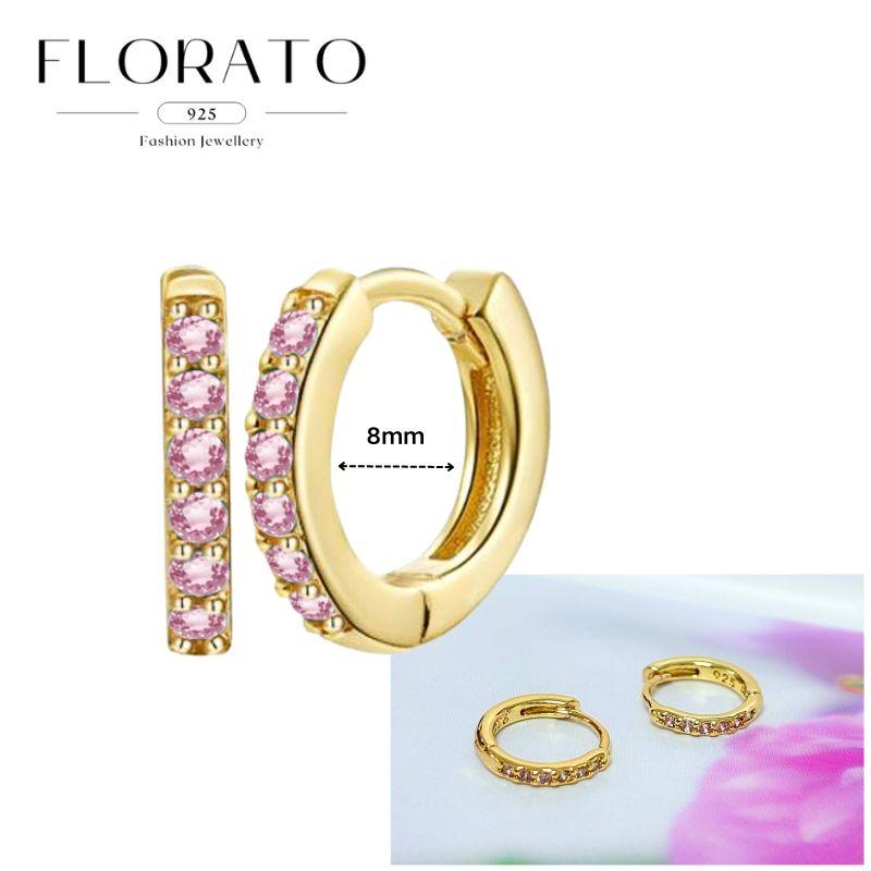 Luxurious Geometry 925 Silver Ear Needle Pink Series Zircon Pendant Hoop Earrings Sweet Fashion Wedding Jewelry Gifts