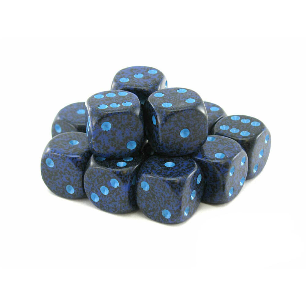 D6 Dice Speckled 16mm (12 Dice) (Cobalt)