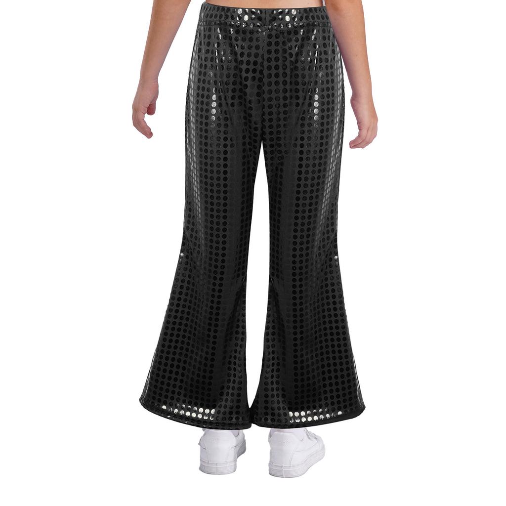 Dětské performance kalhoty Elastický pas Rozšířený design Lesklé flitry Pódium Show Taneční oblečení